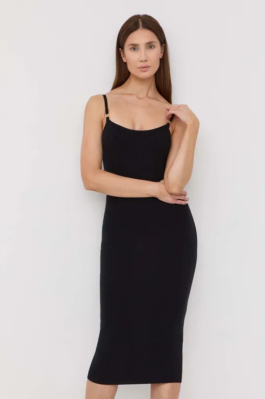 Φόρεμα από συνδυασμό μεταξιού Elisabetta Franchi μαύρο