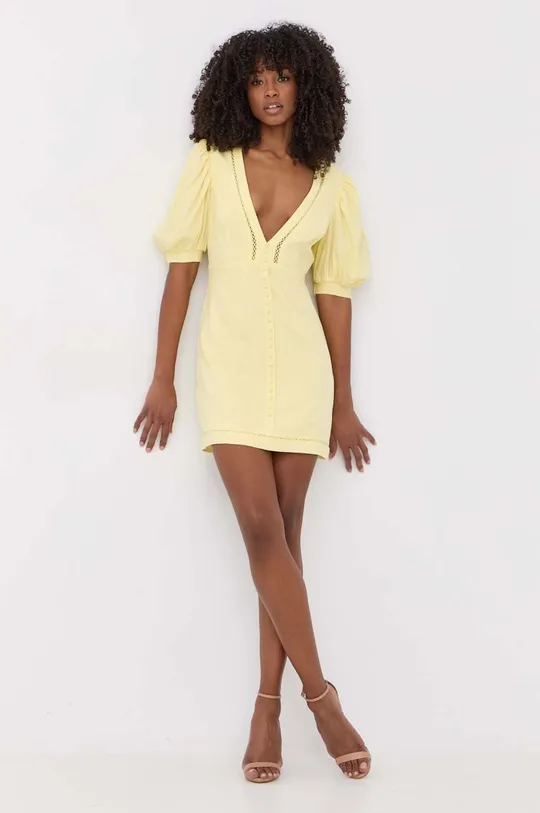 κίτρινο Φόρεμα από λινό μείγμα Bardot Γυναικεία