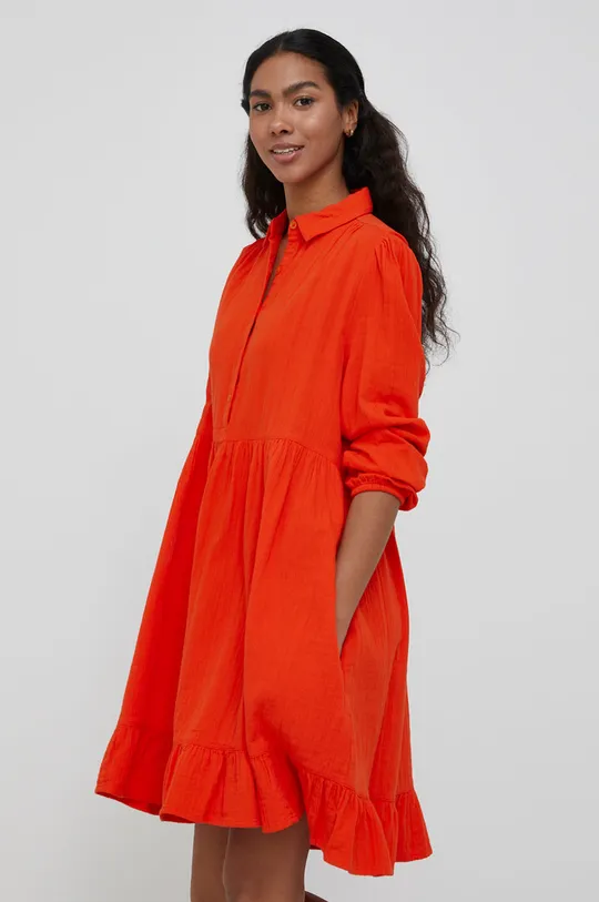πορτοκαλί United Colors of Benetton - Βαμβακερό φόρεμα