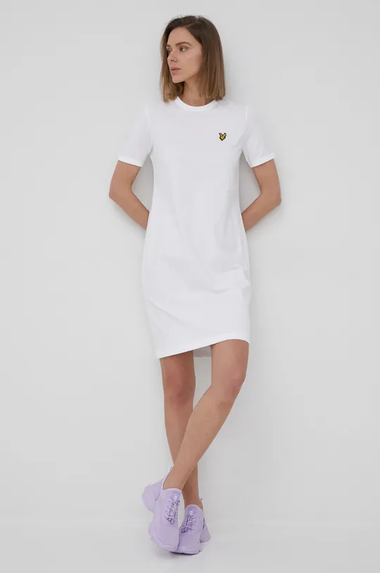 λευκό Βαμβακερό φόρεμα Lyle & Scott Γυναικεία