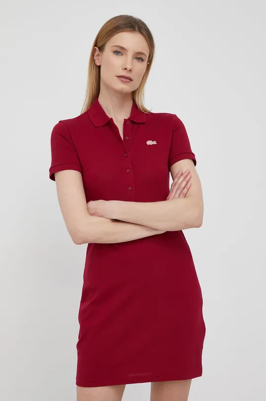 Lacoste sukienka EF1490 bordowy