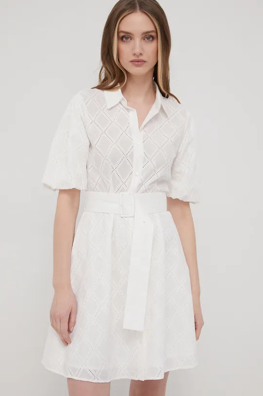 λευκό Βαμβακερό φόρεμα Hugo