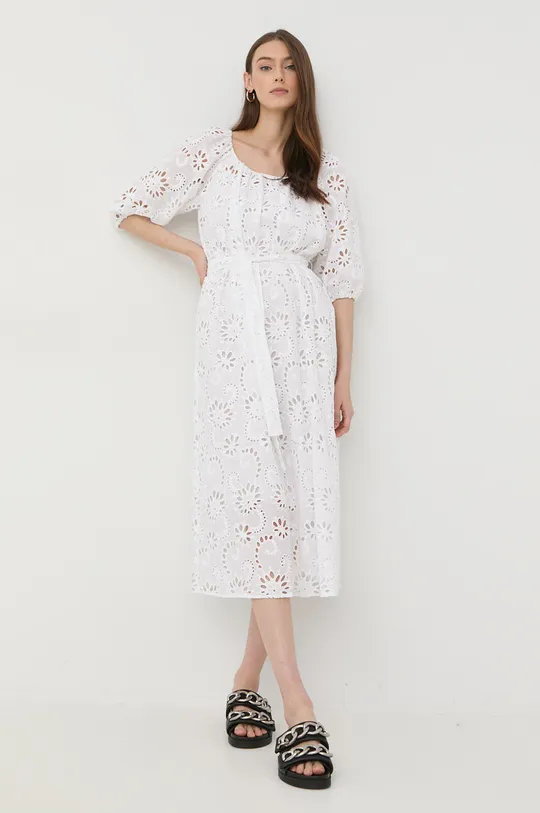 λευκό Βαμβακερό φόρεμα BOSS Γυναικεία