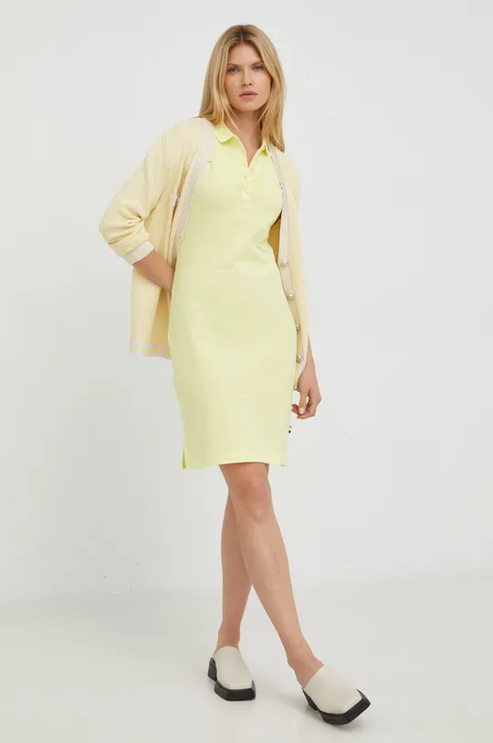 κίτρινο Βαμβακερό φόρεμα BOSS Γυναικεία
