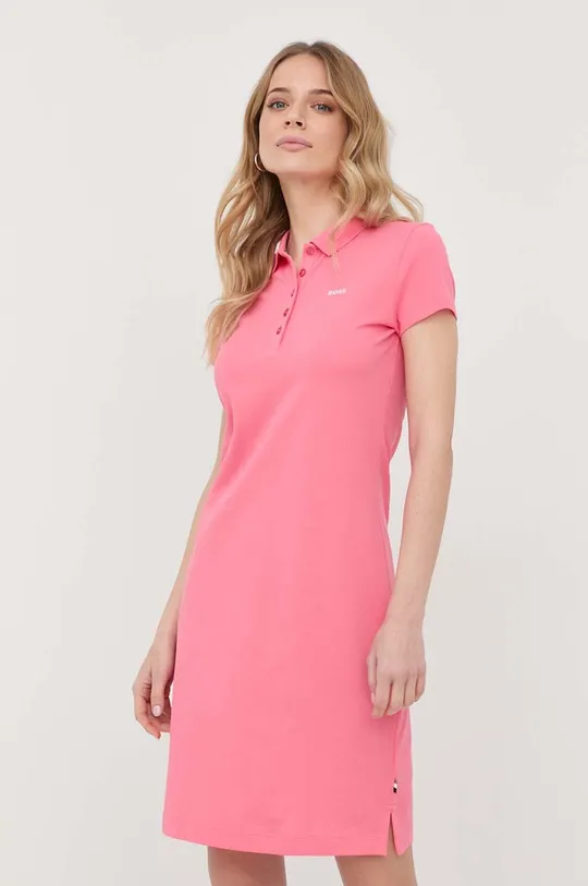 ροζ Βαμβακερό φόρεμα BOSS Γυναικεία