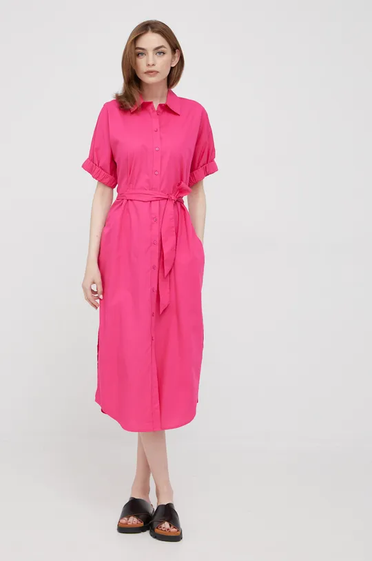Βαμβακερό φόρεμα United Colors of Benetton ροζ