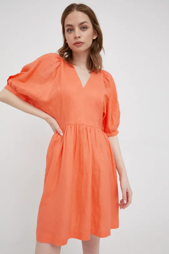 πορτοκαλί Λινό φόρεμα United Colors of Benetton Γυναικεία