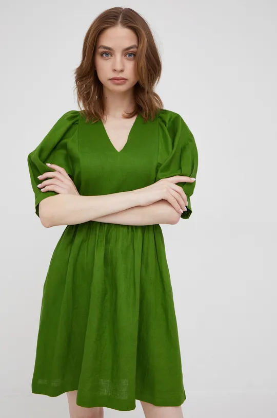 πράσινο Λινό φόρεμα United Colors of Benetton Γυναικεία