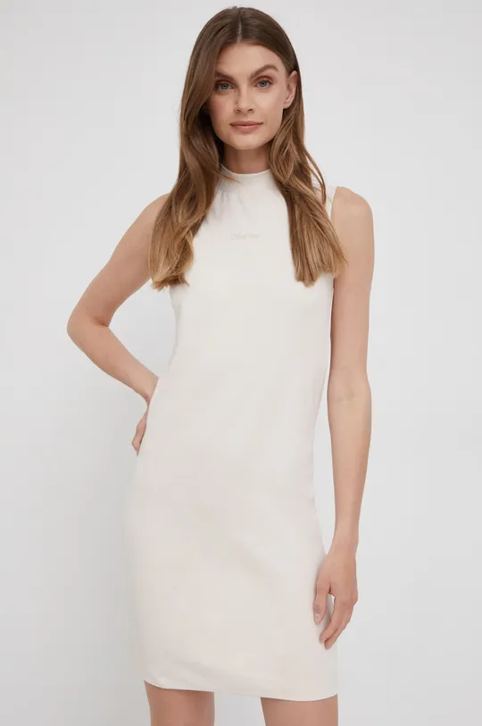 beżowy Calvin Klein sukienka bawełniana Damski