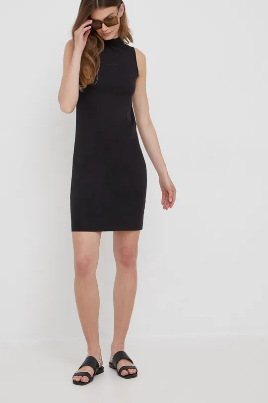 Βαμβακερό φόρεμα Calvin Klein μαύρο