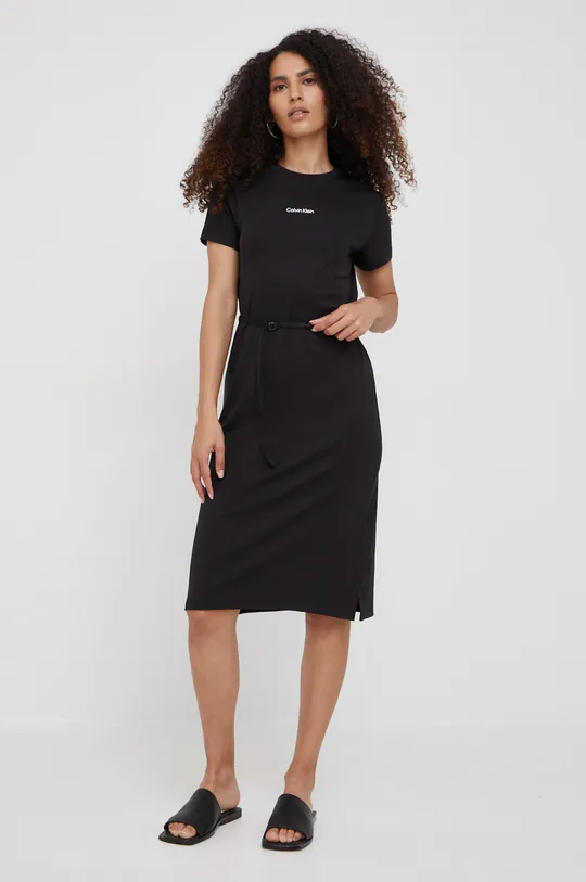 Calvin Klein sukienka bawełniana czarny