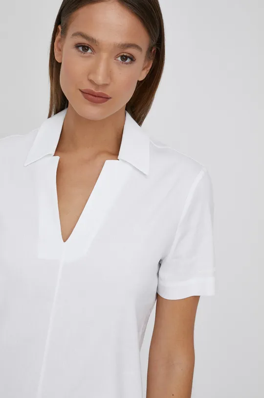 bijela Lanena majica kratkih rukava Calvin Klein