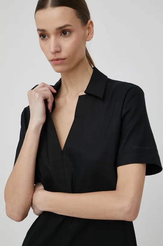 čierna Ľanové šaty Calvin Klein