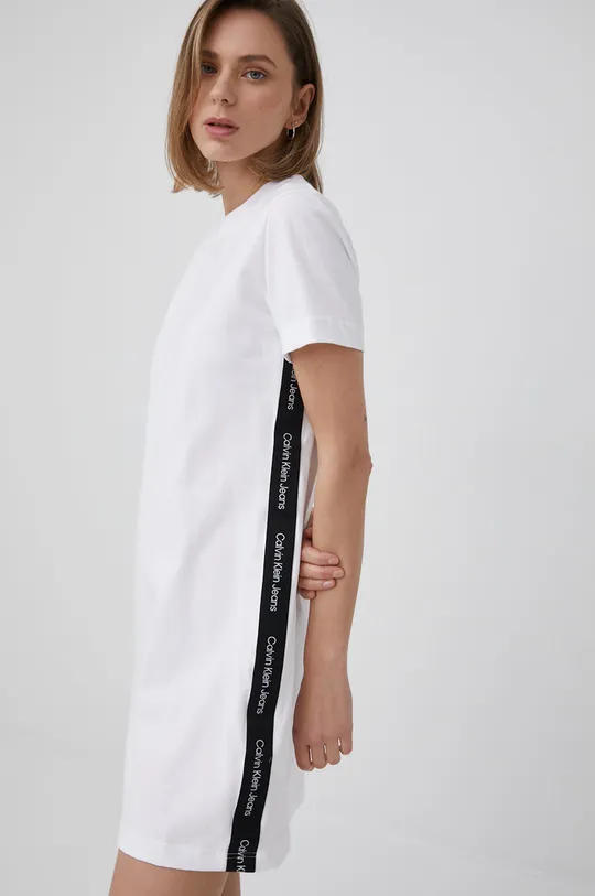 λευκό Βαμβακερό φόρεμα Calvin Klein Jeans Γυναικεία