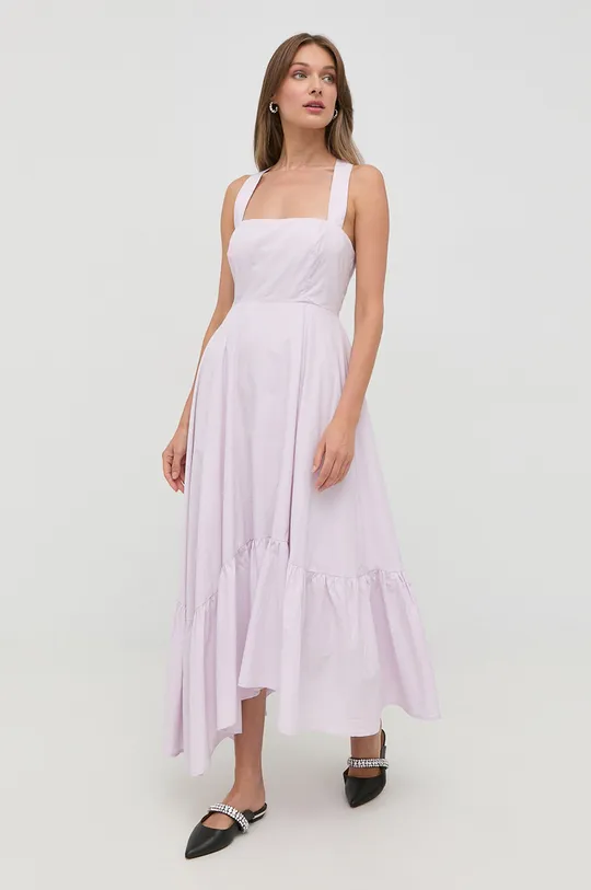 fioletowy Bardot sukienka bawełniana Damski