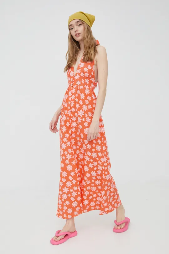 Φόρεμα από λινό μείγμα Billabong Billabong X Wrangler πορτοκαλί