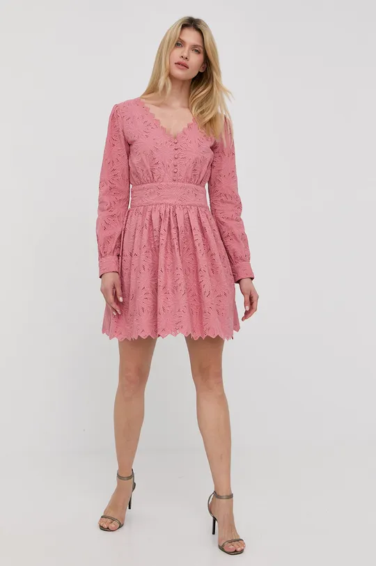 Βαμβακερό φόρεμα MICHAEL Michael Kors ροζ