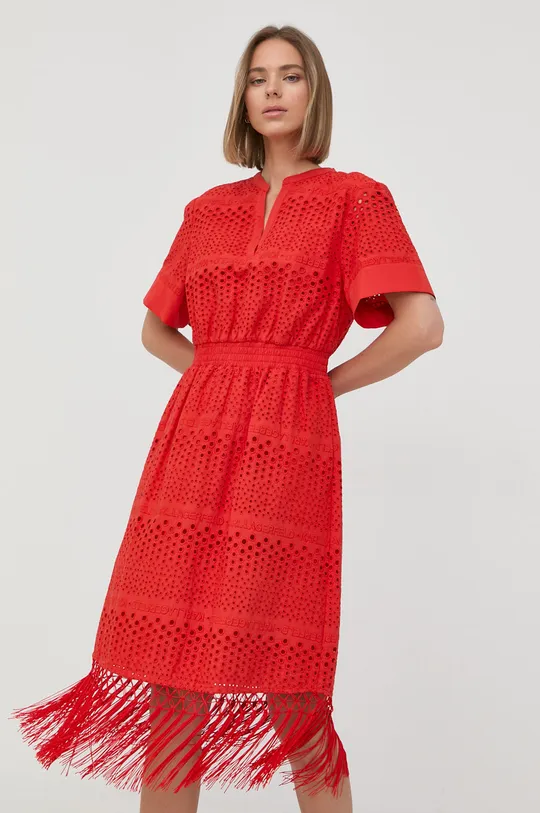 červená Bavlnené šaty Karl Lagerfeld Dámsky