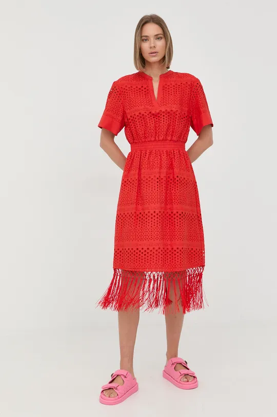 Βαμβακερό φόρεμα Karl Lagerfeld κόκκινο