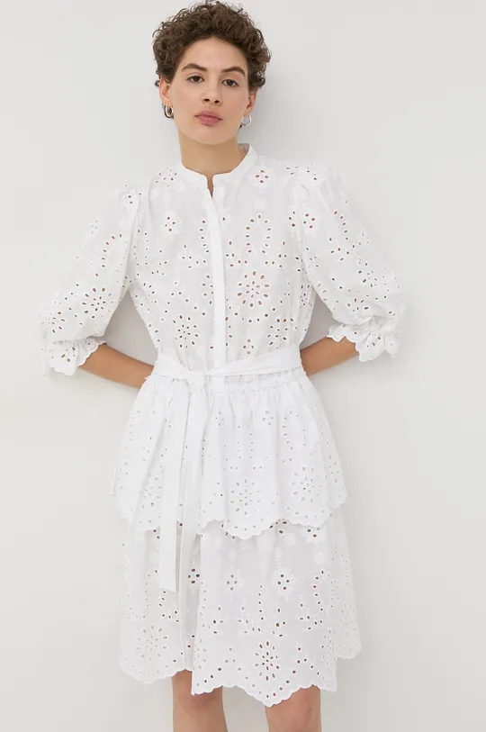 bela Bombažna obleka Bruuns Bazaar Ženski