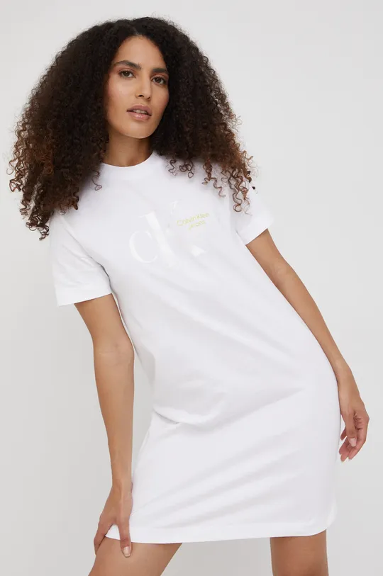 biały Calvin Klein Jeans sukienka bawełniana J20J218395.PPYY Damski