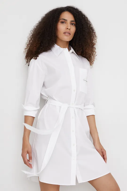 λευκό Φόρεμα Calvin Klein Jeans Γυναικεία