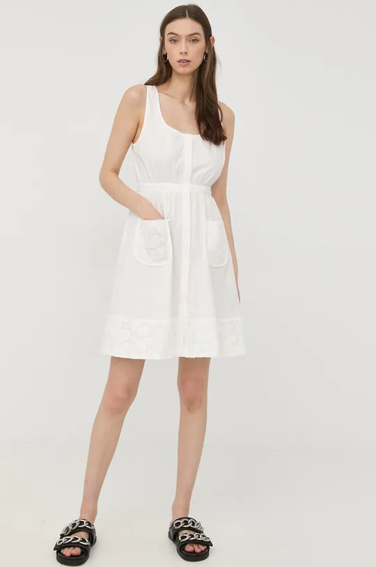 The Kooples sukienka bawełniana biały