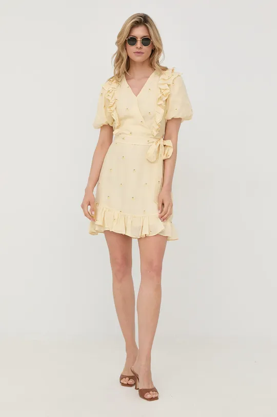 Φόρεμα από συνδιασμό μεταξιού Miss Sixty κίτρινο