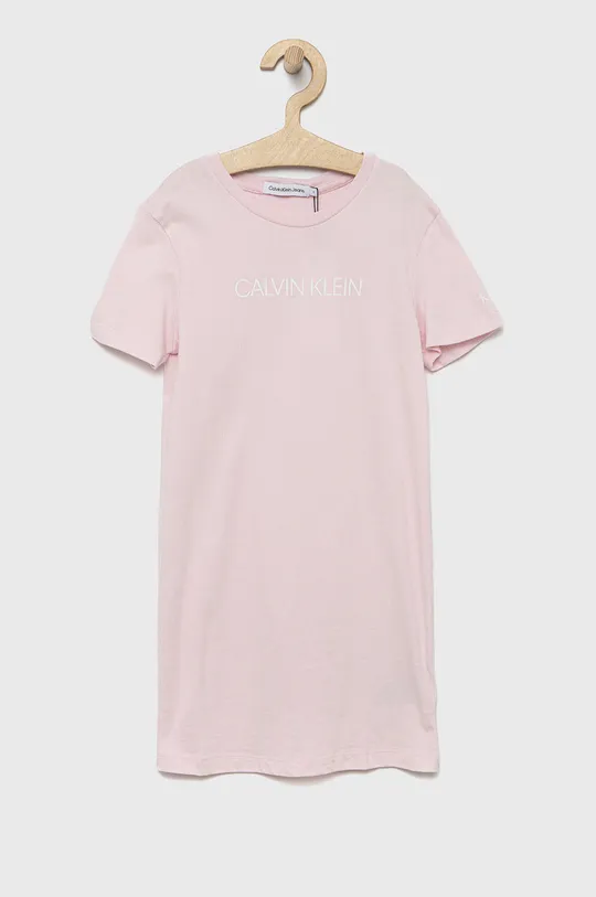 розовый Хлопковое детское платье Calvin Klein Jeans Для девочек