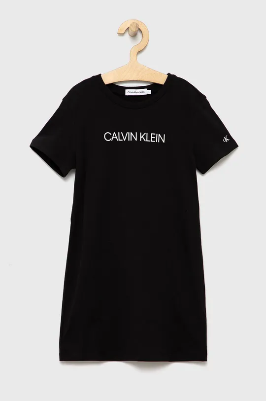 чёрный Хлопковое детское платье Calvin Klein Jeans Для девочек