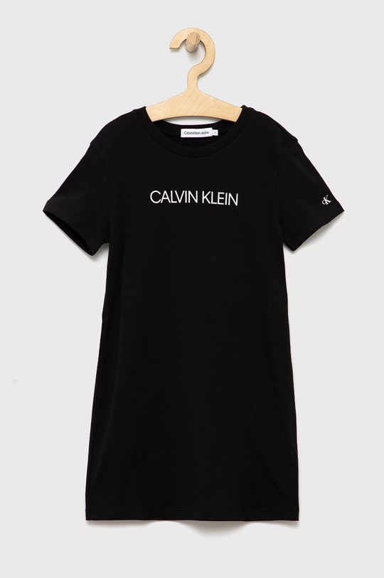 μαύρο Παιδικό βαμβακερό φόρεμα Calvin Klein Jeans Για κορίτσια