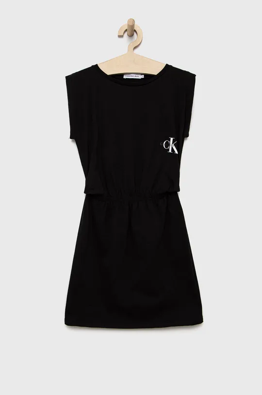 μαύρο Παιδικό βαμβακερό φόρεμα Calvin Klein Jeans Για κορίτσια