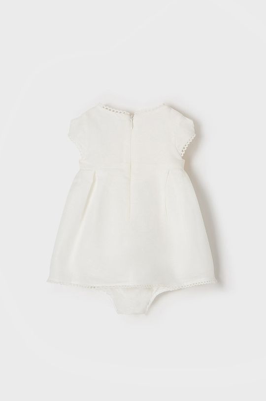 Dievčenské ľanové šaty Mayoral Newborn krémová
