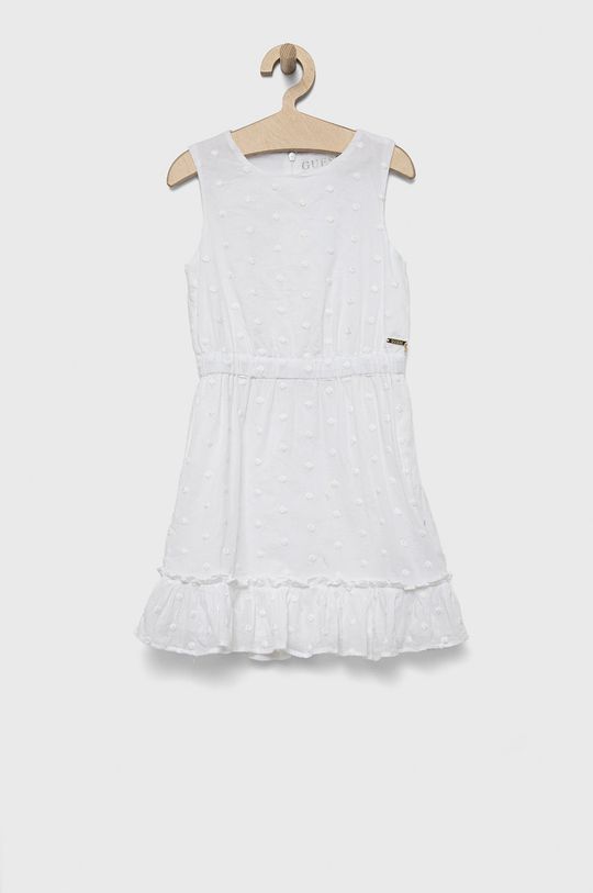 alb Guess rochie din bumbac pentru copii De fete