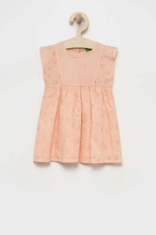 оранжевый Хлопковое детское платье United Colors of Benetton Для девочек