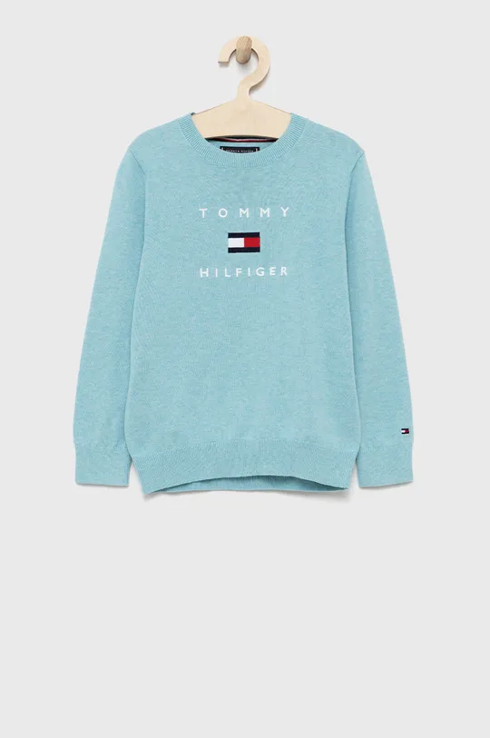 niebieski Tommy Hilfiger sweter bawełniany dziecięcy Chłopięcy