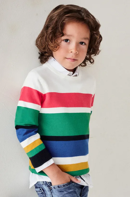 Mayoral Sweter bawełniany dziecięcy multicolor