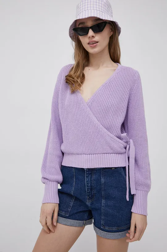 fioletowy Pieces sweter bawełniany Damski