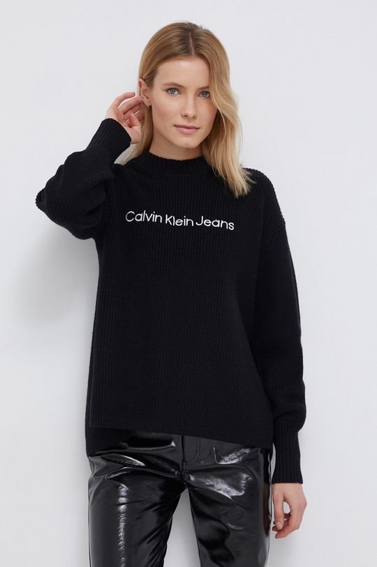czarny Calvin Klein Jeans Sweter z domieszką wełny Damski