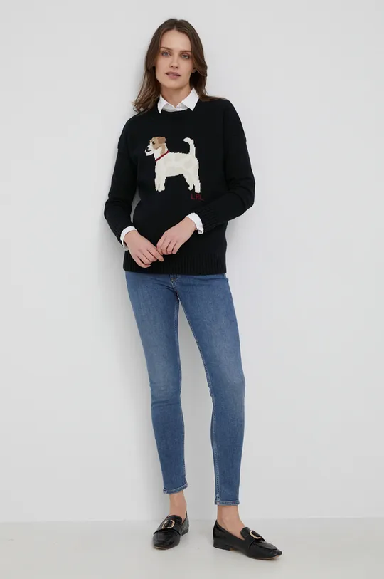 Бавовняний светер Lauren Ralph Lauren чорний