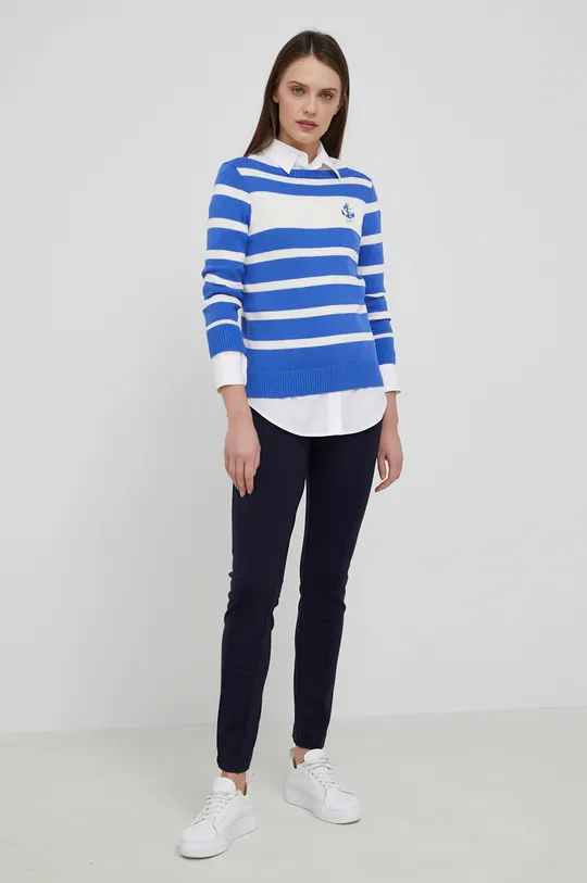 Bavlnený sveter Lauren Ralph Lauren modrá