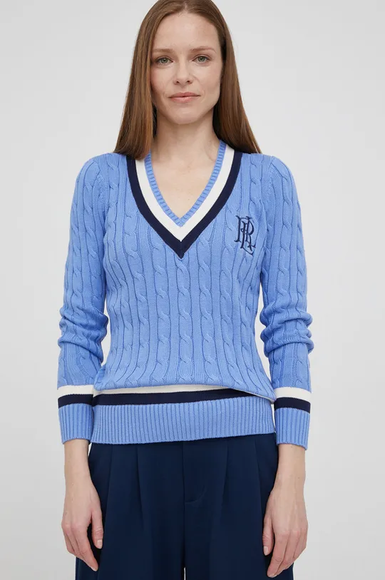 Βαμβακερό πουλόβερ Lauren Ralph Lauren μπλε