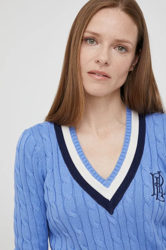 plava Pamučni pulover Lauren Ralph Lauren