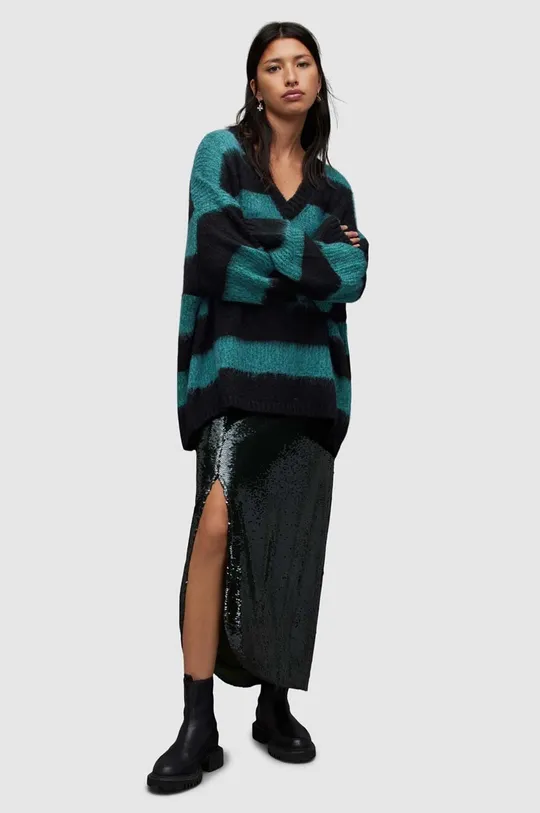 AllSaints sweter z domieszką wełny LOU SPARKLE VNECK Damski