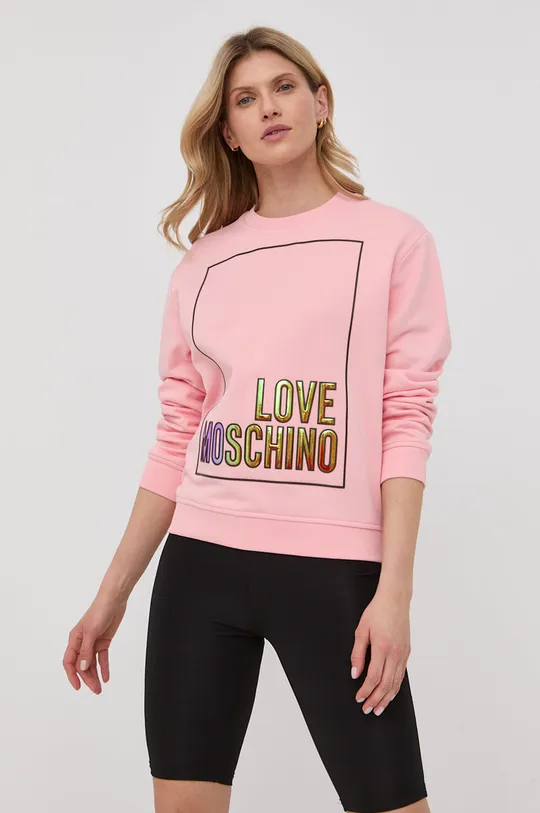 ροζ Βαμβακερή μπλούζα Love Moschino