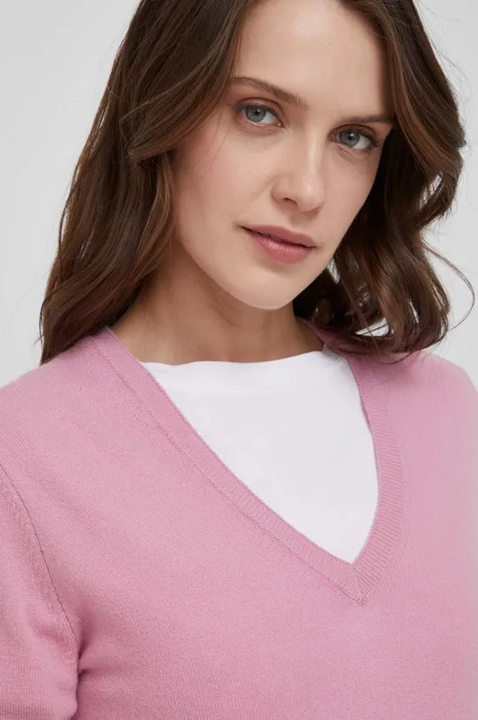 ružová Vlnený sveter United Colors of Benetton