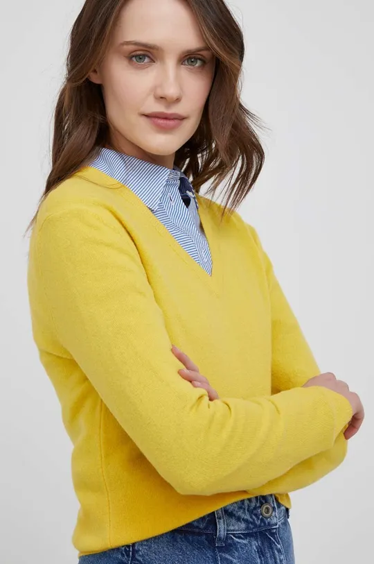 żółty United Colors of Benetton sweter wełniany