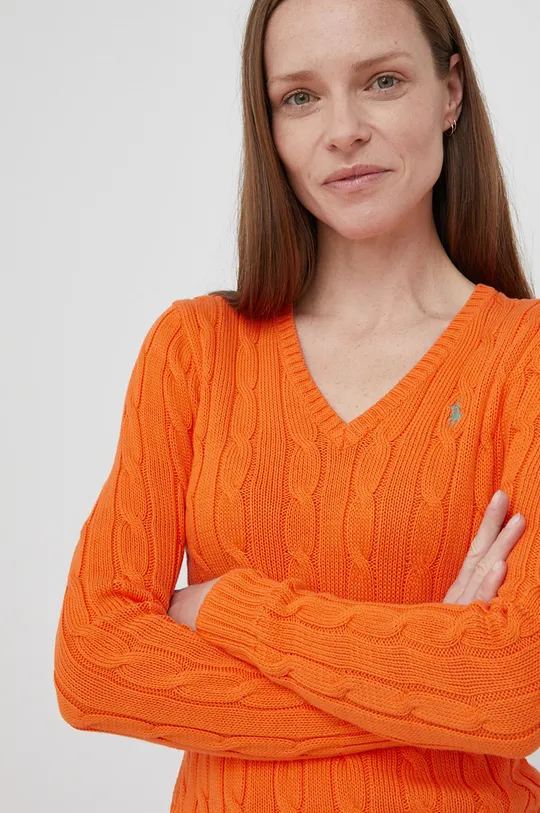 oranžová Bavlnený sveter Polo Ralph Lauren Dámsky