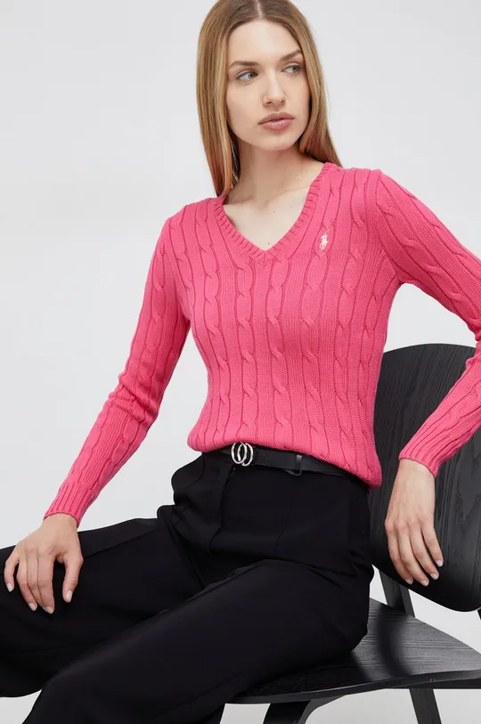 ροζ Βαμβακερό πουλόβερ Polo Ralph Lauren Γυναικεία