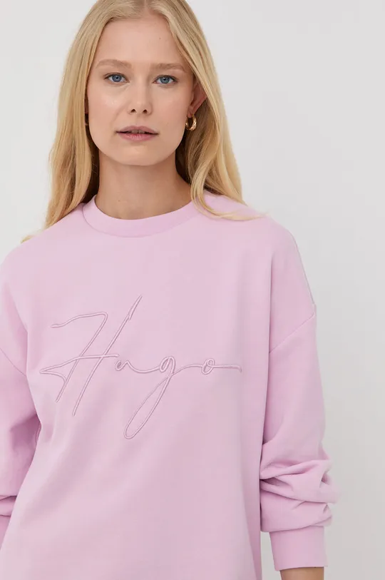 ροζ Βαμβακερή μπλούζα HUGO